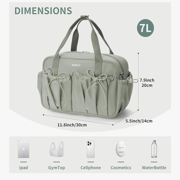 ECOHUB Small Gym Bag for Women GREEN NWT - Picture 3 of 8